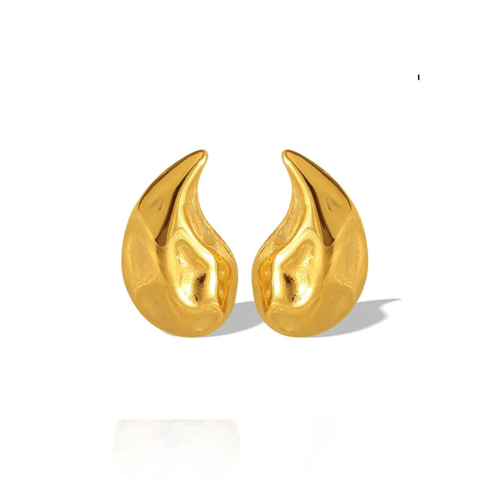 Peachy Accessories Mini Textured Gold Drop Earrings 18K Gold Plated