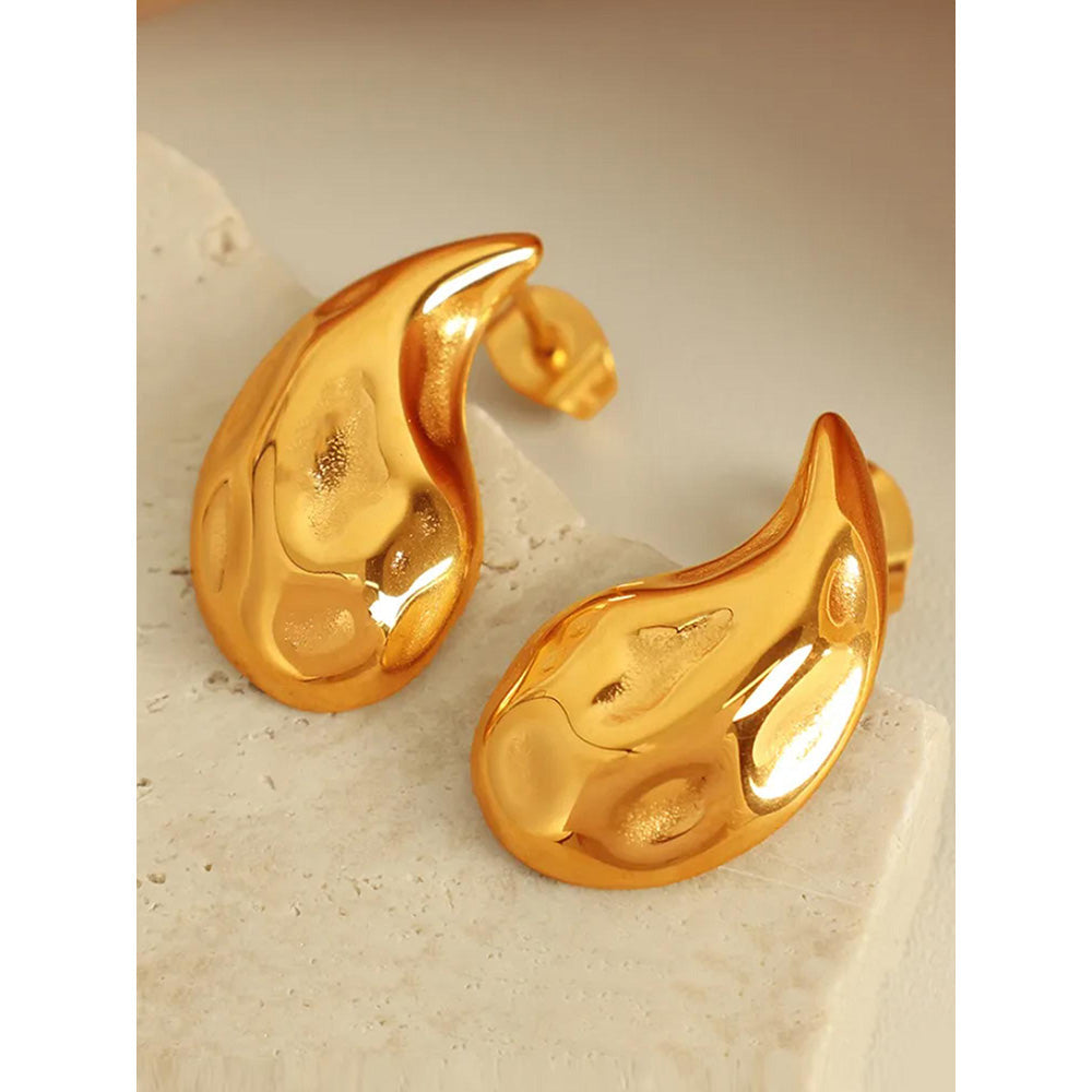 Peachy Accessories Mini Textured Gold Drop Earrings 18K Gold Plated