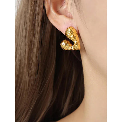 Peachy Accessories Chunky Gold Heart Drop Earrings