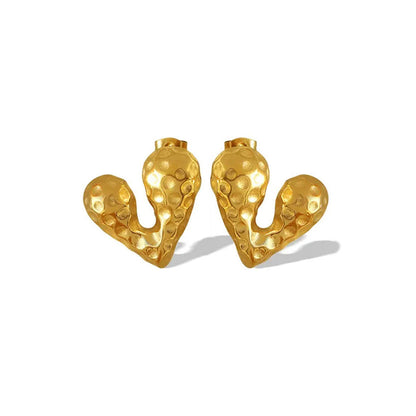Peachy Accessories Chunky Gold Heart Drop Earrings