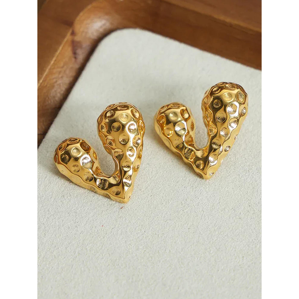 Peachy Accessories Chunky Gold Heart Drop Earrings