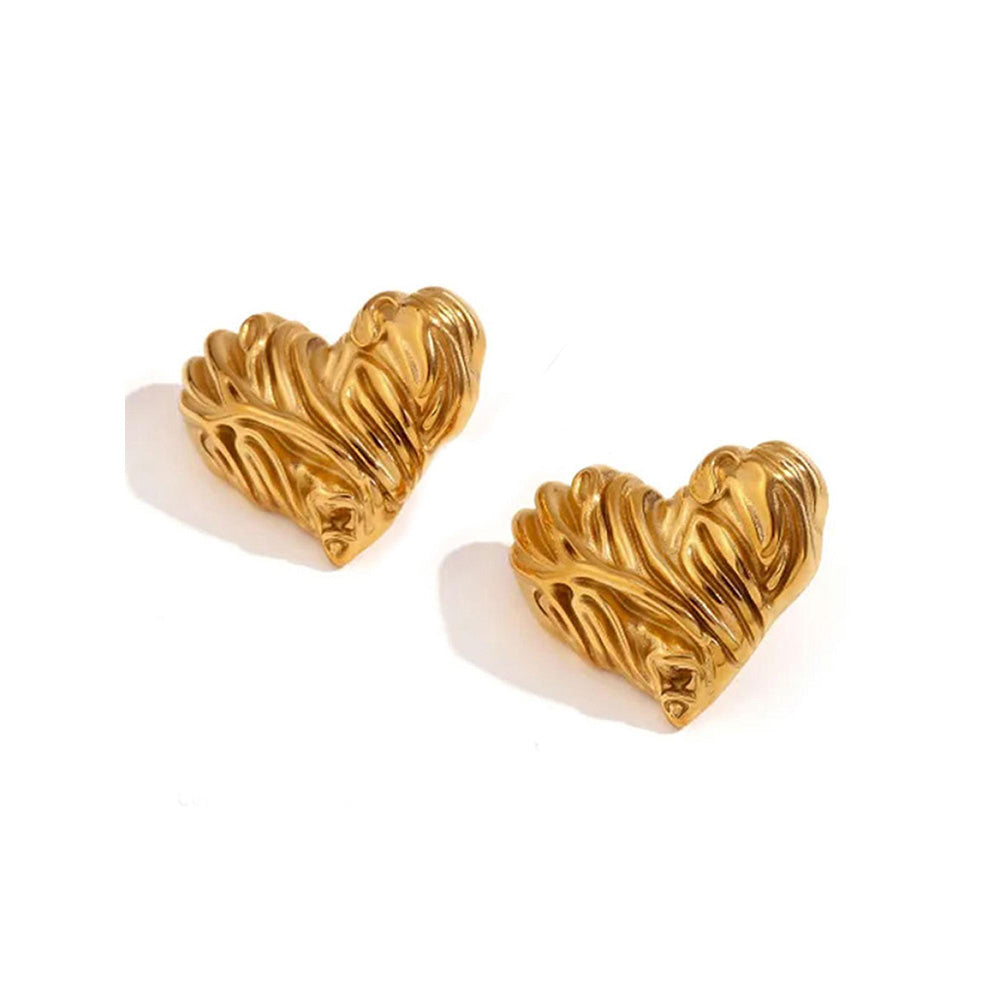Peachy Accessories Gold Heart Stud Earrings
