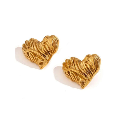 Peachy Accessories Gold Heart Stud Earrings