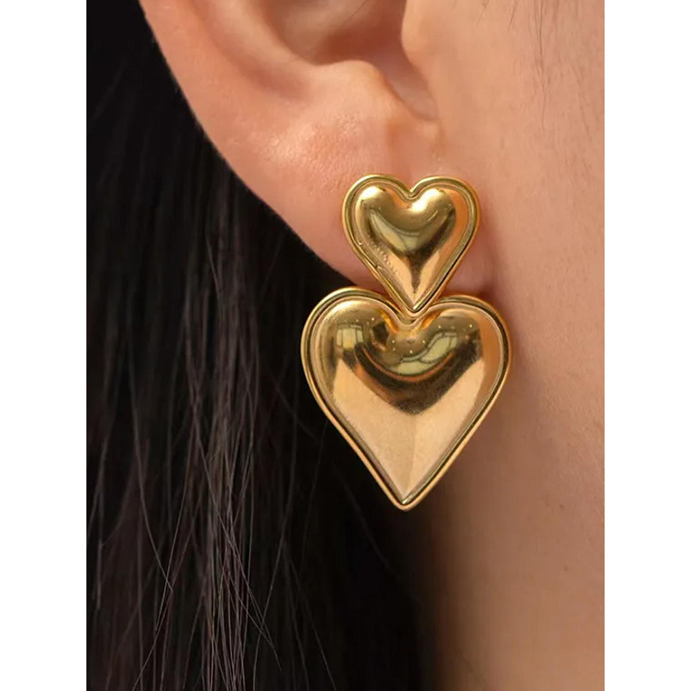 Peachy Accessories Classic 18K Gold Plated Heart Drop Earrings