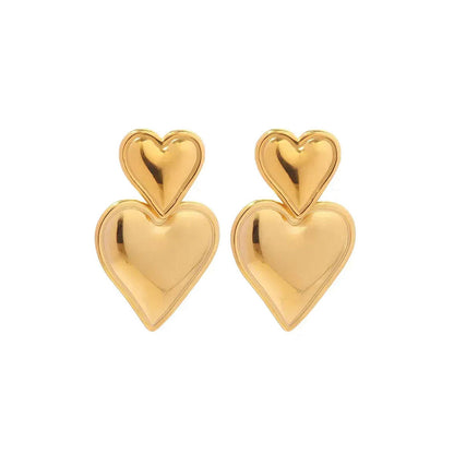Peachy Accessories Classic 18K Gold Plated Heart Drop Earrings