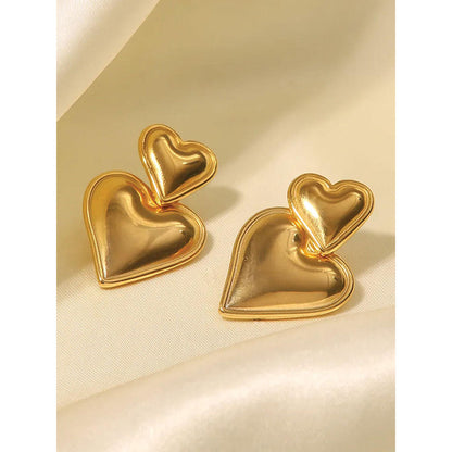 Peachy Accessories Classic 18K Gold Plated Heart Drop Earrings