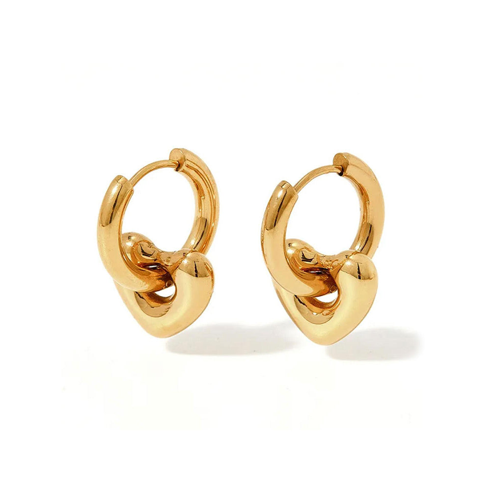 Peachy Accessories Heart Huggie 18K Gold Plated Drop Earrings