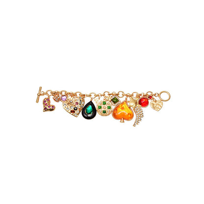 Peachy Accessories Multi-Colour Trendy Heart Shaped Rhinestone Charm Bracelet