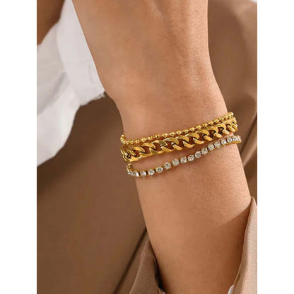 Peachy Accessories White 18K Gold Plated Tennis Bracelet For Women - Luxury Statement Jewellery