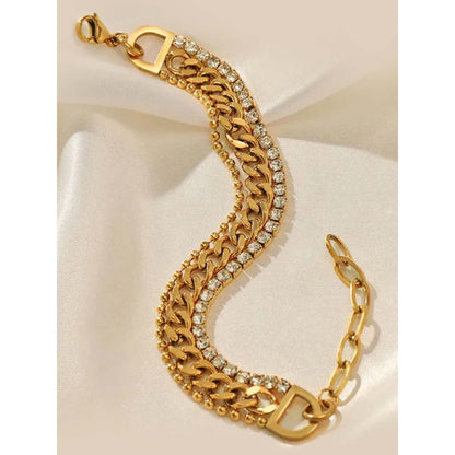 Peachy Accessories White 18K Gold Plated Tennis Bracelet For Women - Luxury Statement Jewellery
