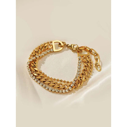Peachy Accessories White 18K Gold Plated Tennis Bracelet For Women - Luxury Statement Jewellery