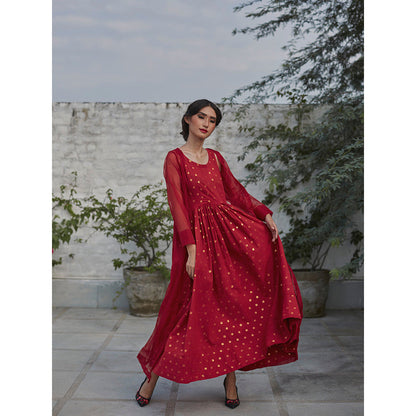 PEELI DORI Red Detailing Dress with Jacket (Set of 2)