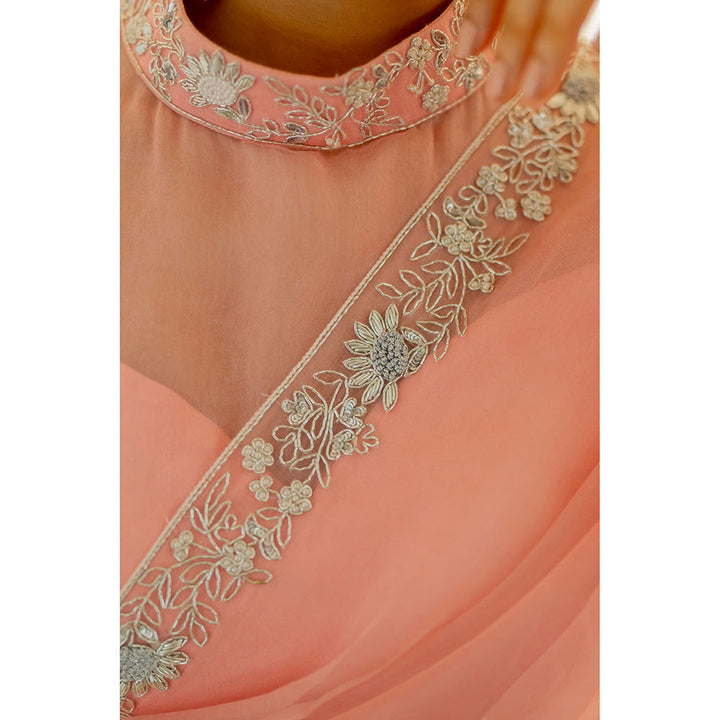 PEELI DORI Blush Pink Embellished Saree with Stitched Blouse