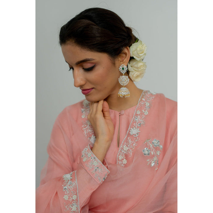 PEELI DORI Blush Pink Embroidered Kurta with Pant and Dupatta (Set of 3)