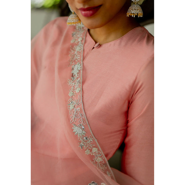 PEELI DORI Blush Pink Embroidered Kurta with Pant and Dupatta (Set of 3)