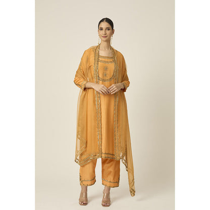 PEELI DORI Mustard Ruqsat Kurta with Pant and Dupatta (Set of 3)