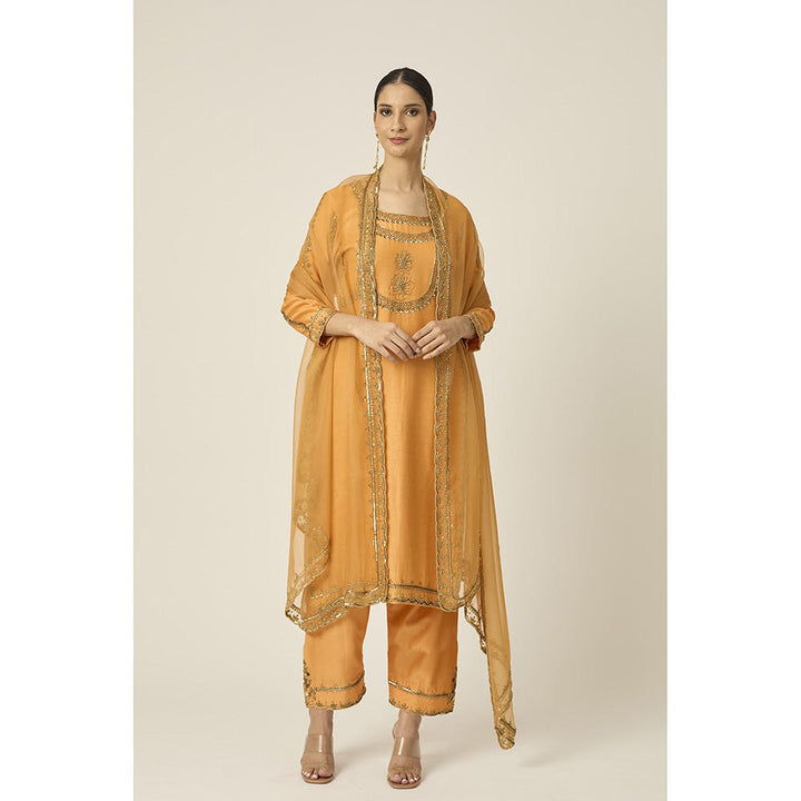 PEELI DORI Mustard Ruqsat Kurta with Pant and Dupatta (Set of 3)