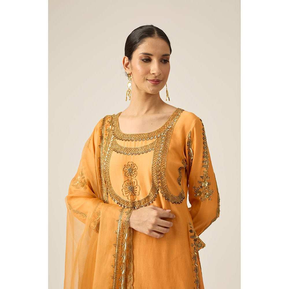 PEELI DORI Mustard Ruqsat Kurta with Pant and Dupatta (Set of 3)