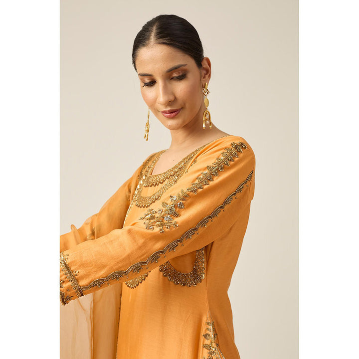 PEELI DORI Mustard Ruqsat Kurta with Pant and Dupatta (Set of 3)