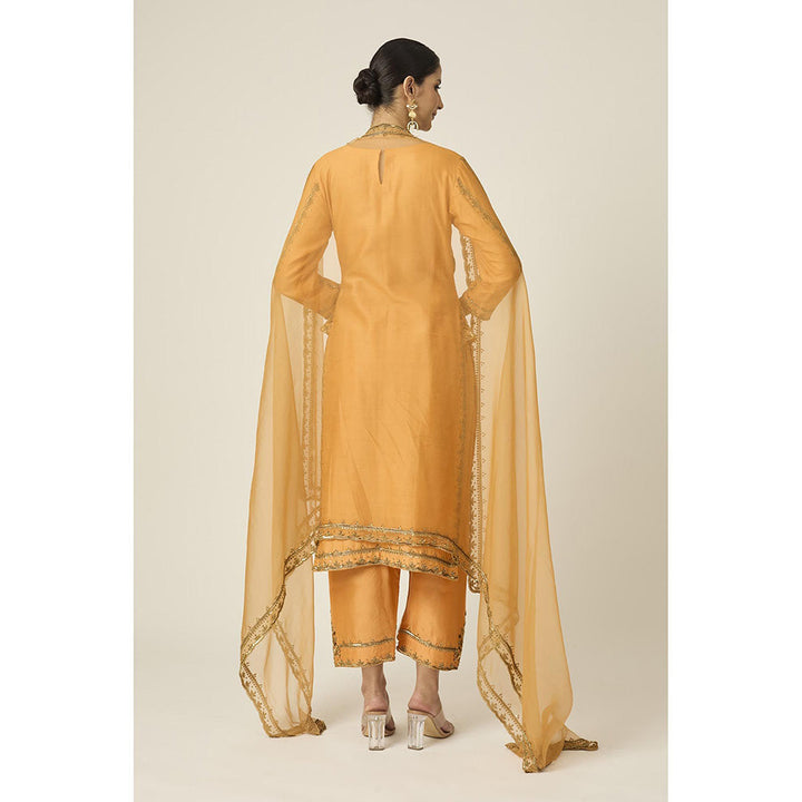 PEELI DORI Mustard Ruqsat Kurta with Pant and Dupatta (Set of 3)