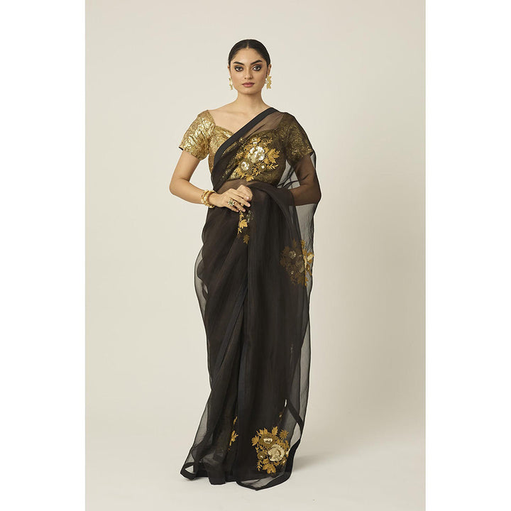 PEELI DORI Black Aradhana Saree with Stitched Blouse