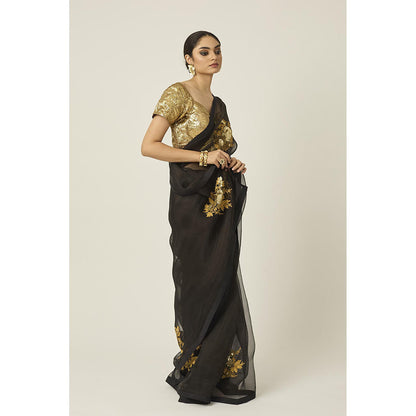 PEELI DORI Black Aradhana Saree with Stitched Blouse