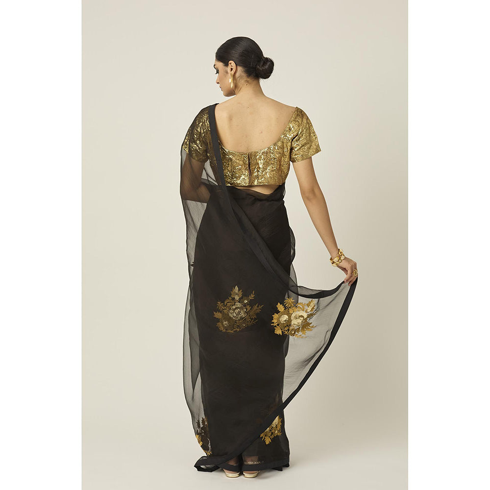 PEELI DORI Black Aradhana Saree with Stitched Blouse