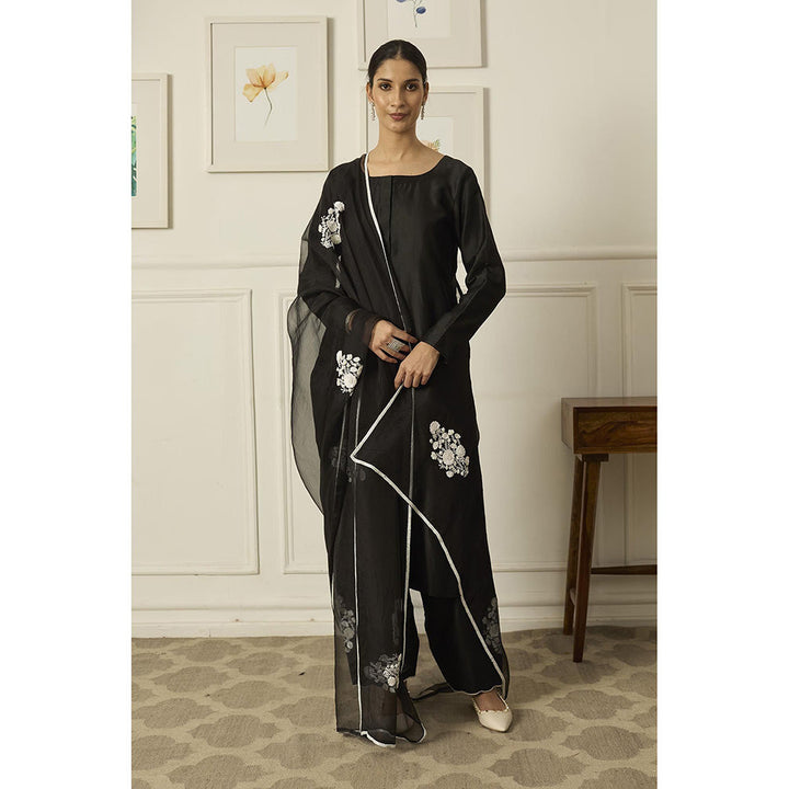 PEELI DORI Black Reet Kurta with Pant and Dupatta (Set of 3)