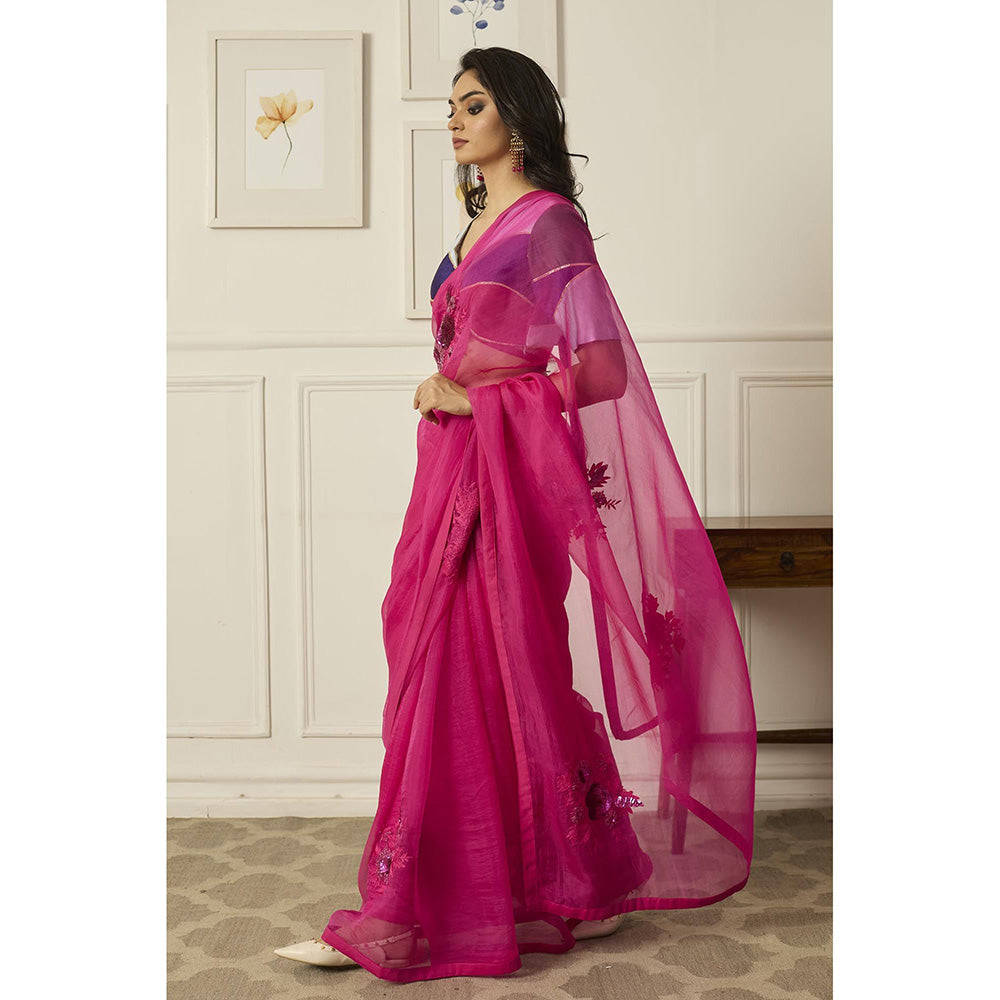 PEELI DORI Pink Aradhana Saree with Stitched Blouse