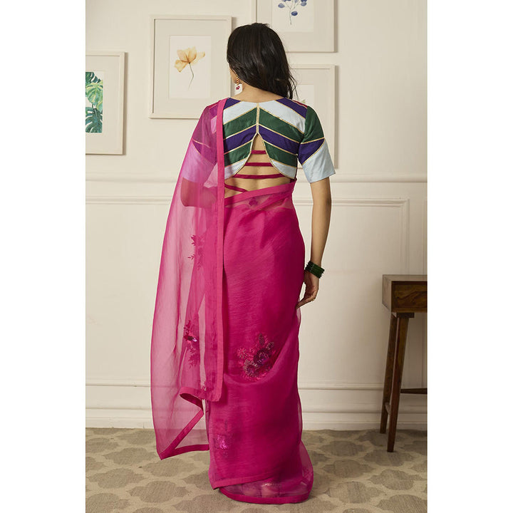 PEELI DORI Pink Aradhana Saree with Stitched Blouse