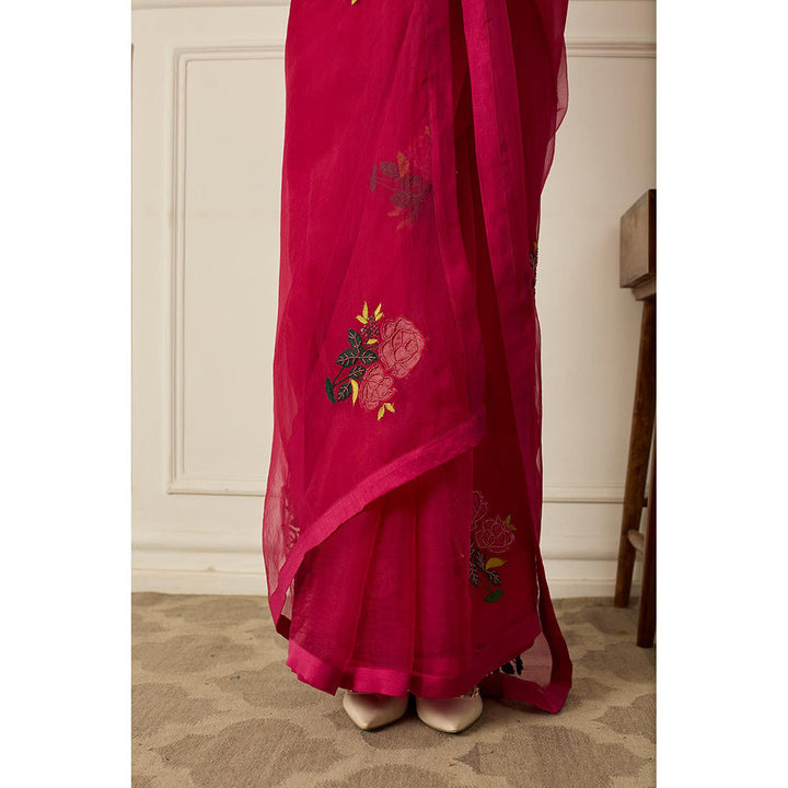 PEELI DORI Pink Suhani Saree with Stitched Blouse