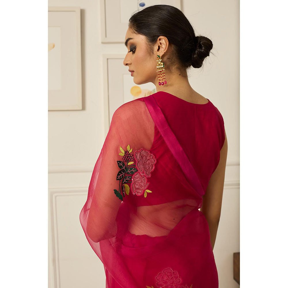 PEELI DORI Pink Suhani Saree with Stitched Blouse