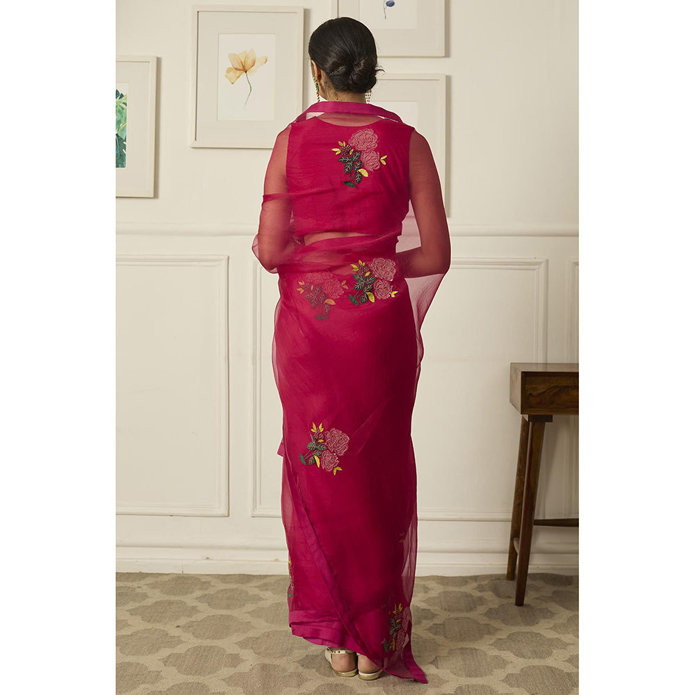 PEELI DORI Pink Suhani Saree with Stitched Blouse