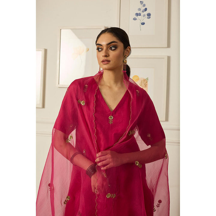 PEELI DORI Pink Iris Kurta with Pant and Dupatta (Set of 3)