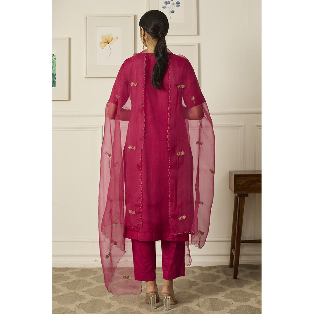 PEELI DORI Pink Iris Kurta with Pant and Dupatta (Set of 3)