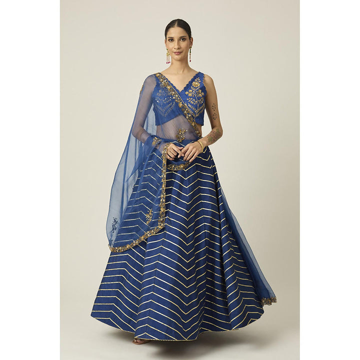 PEELI DORI Blue Ananya Lehenga with Blouse and Dupatta (Set of 3)