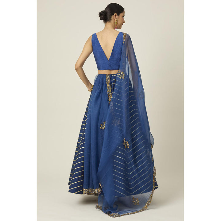 PEELI DORI Blue Ananya Lehenga with Blouse and Dupatta (Set of 3)