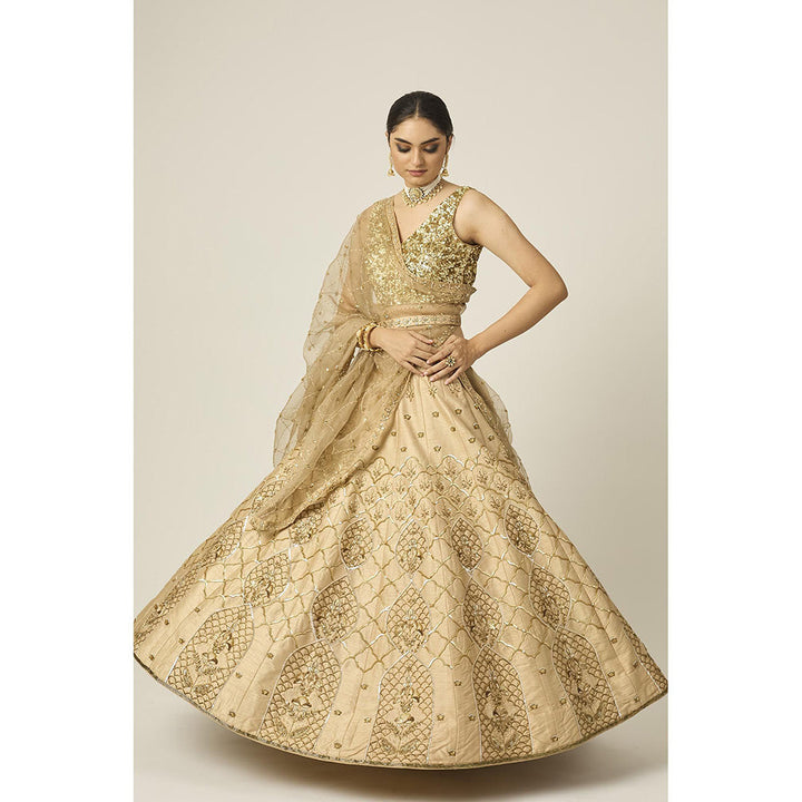 PEELI DORI Gold Riwayat Lehenga with Blouse and Dupatta (Set of 3)