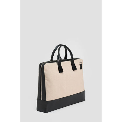 Perona Unisex Beige Textured Handbag with Detachable Strap