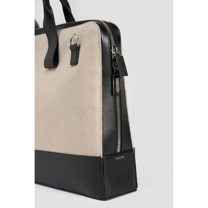 Perona Unisex Beige Textured Handbag with Detachable Strap