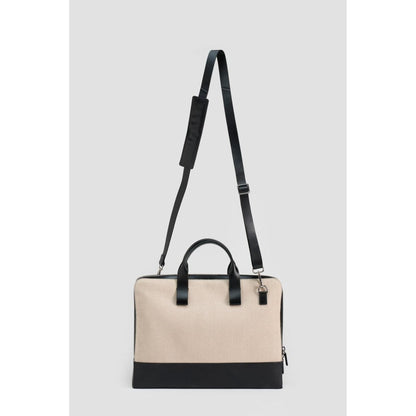 Perona Unisex Beige Textured Handbag with Detachable Strap