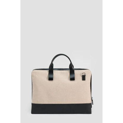 Perona Unisex Beige Textured Handbag with Detachable Strap