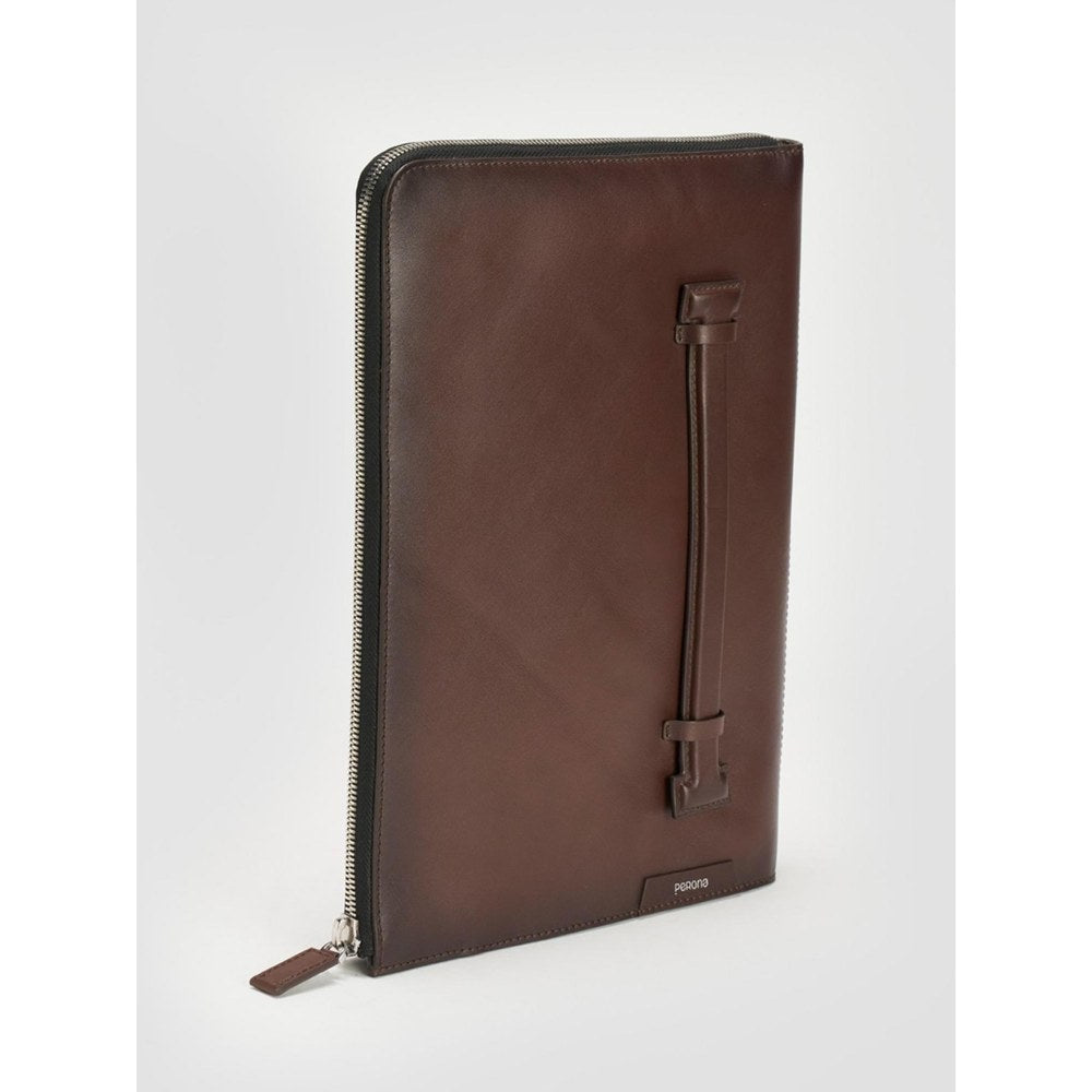 Perona Unisex Brown Solid Pouch