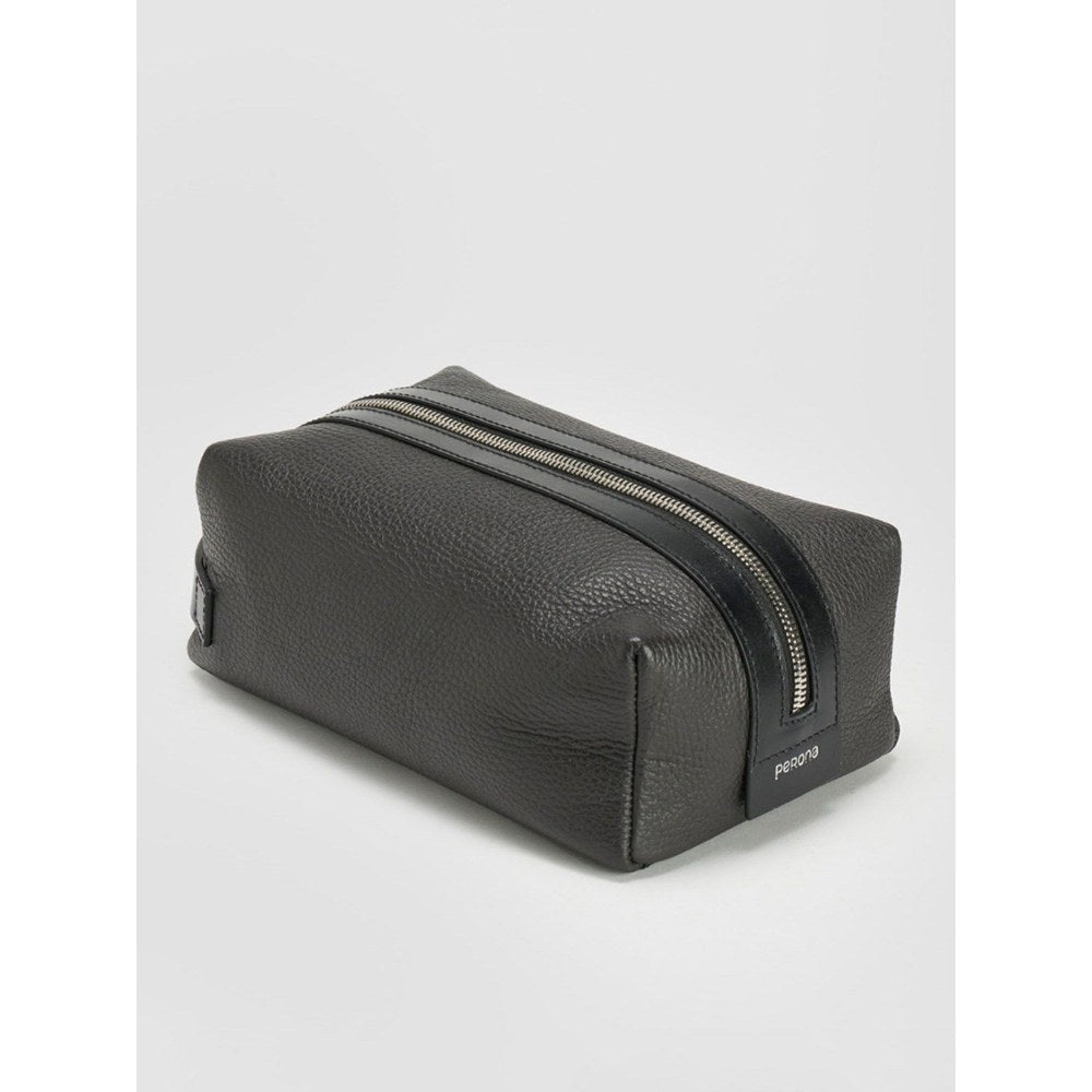 Perona Unisex Rocco Textured Coffee Brown Pouch