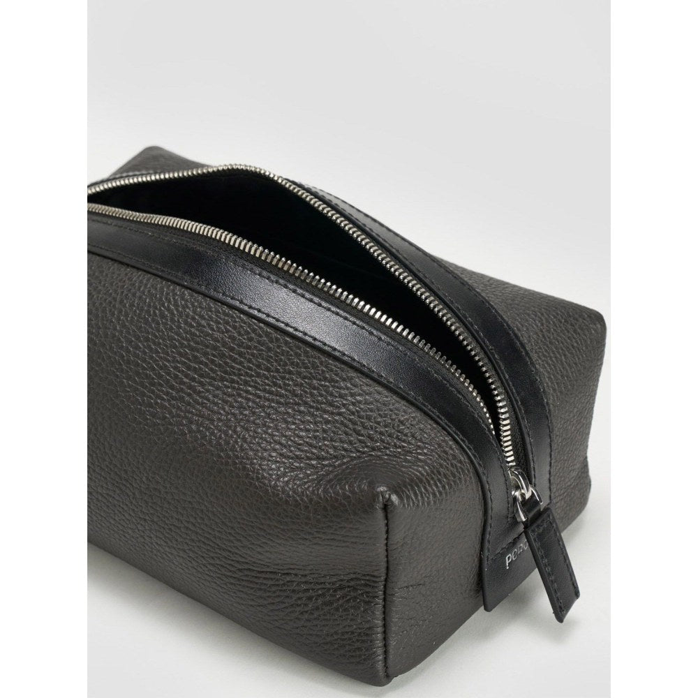 Perona Unisex Rocco Textured Coffee Brown Pouch