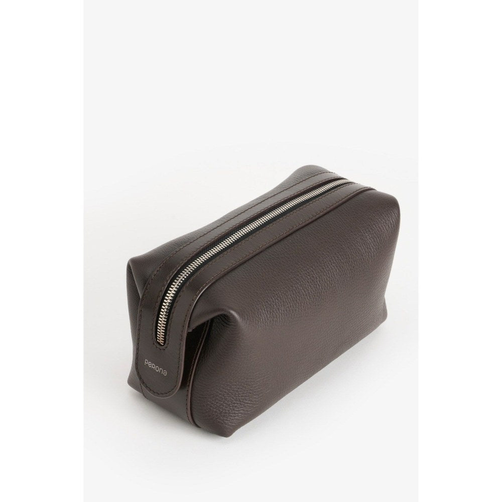 Perona Unisex Felipe Textured Brown Pouch