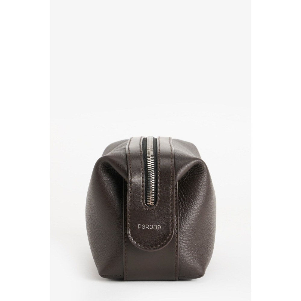 Perona Unisex Felipe Textured Brown Pouch