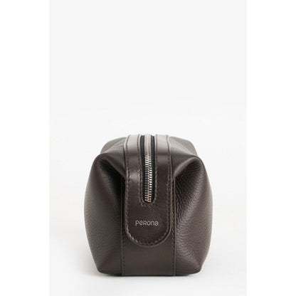 Perona Unisex Felipe Textured Brown Pouch