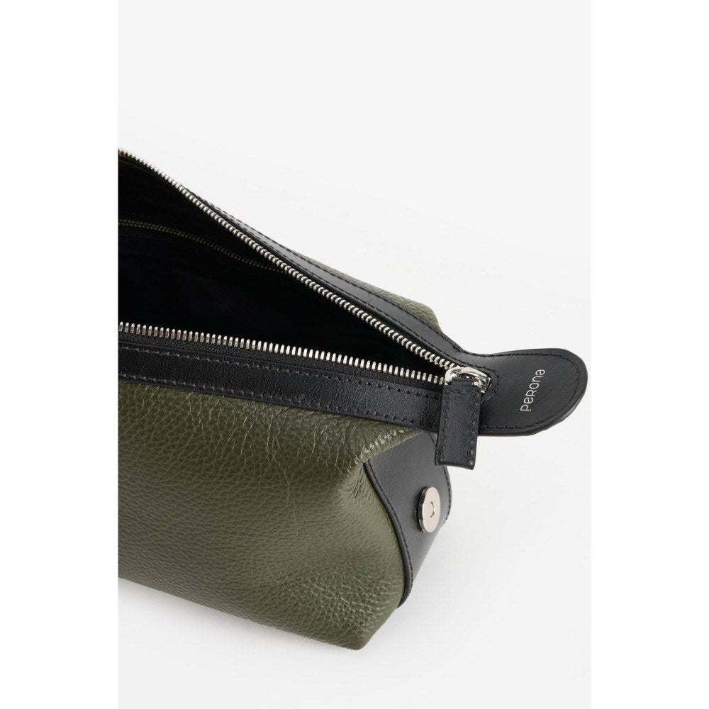 Perona Unisex Felipe Textured Olive Pouch