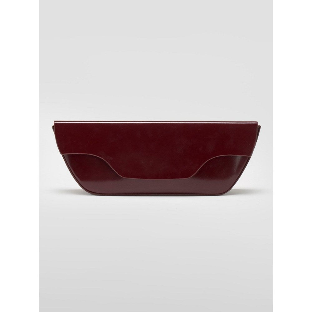 Perona Daisy Solid/Plain Burgundy Clutch